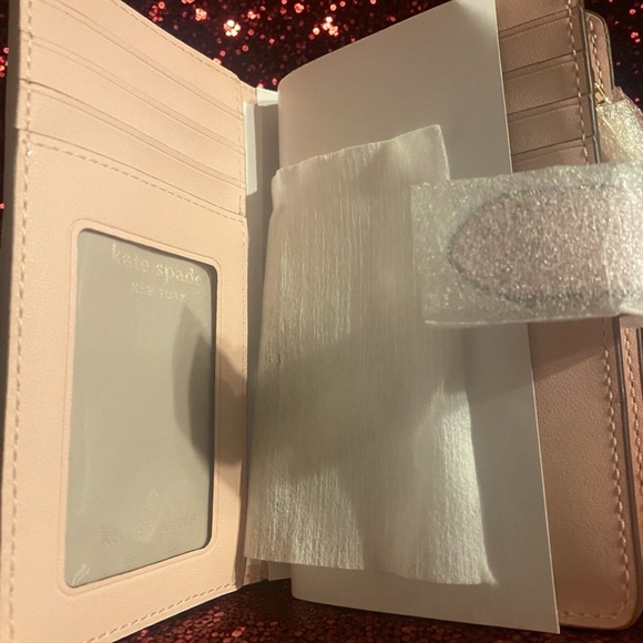 Kate Spade Glitter Pink Compact Bifold Wallet - Picture 6 of 8